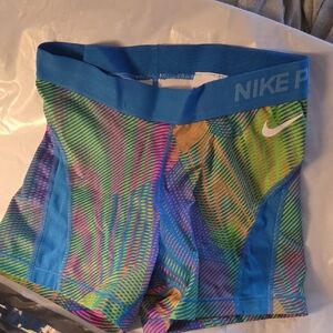 Nike Colorful Patterned Shorts with Blue Waistband M